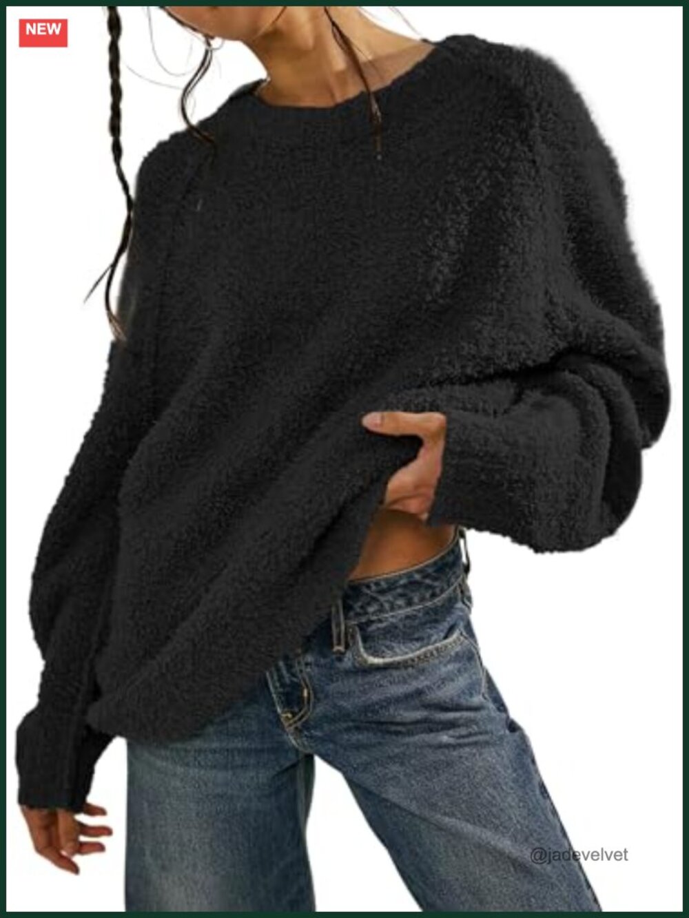 Oversized Fuzzy Knit Long Sleeve Crewneck Warm Pullover Sweater